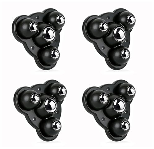 HUIXIHU Self Adhesive Caster Wheels Heavy Duty Swivel Wheels for Furniture, Load 80 Lbs/Set, Appliance Rollers with 4 Mini Ball Casters for Kitchen Appliances, Easily Countertop Sliding (4, Black)