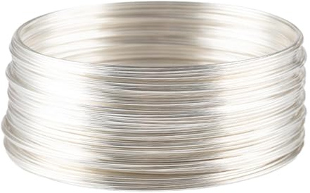 rongweiwang Smyckestråd som minnespärltråd med 50 öglor för att göra halsband och armband för unika hantverksprojekt, minnesörhängen i stål, gör-det-själv-hantverk, manschettarmband, Silver