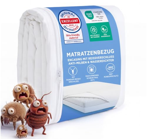BEDSURE Matratzenbezug 180 x 200 x 30 cm - Encasing Milbenbezug Anti-Milben | Mit Reißverschluss Wasserdicht Bettwanzen Matratzenschoner für Allergiker Oeko-Tex