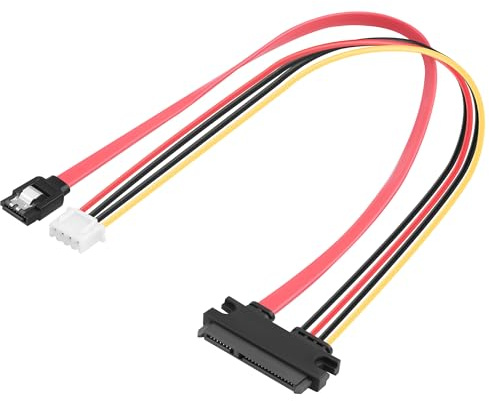 ELFJMZP SATA data ström kombokabel – XH2.54 4PIN till 7+15P 2-i-1-adapter för HDD SSD optisk enhet, 6 Gbps höghastighets SATA III-kabel för PC-moderkortsströmförsörjning