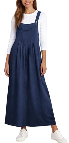 Vestito Donna Estivo Moda, Abito Donna con Spalline Sottili Vestiti in Lino di Cotone, Gonna Salopette con Taschino Vestitini Leggera Traspirante Abiti per Mare Spiaggia Vacanza