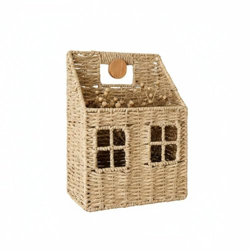 FytStycale Panier En Corde de Papier Facile à Installer Panier Mural Tressé sans Odeur Corbeille Murale En Osier pour Entrée, Bureau, Salon