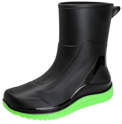 Generisch Stivali di gomma da uomo a mezza altezza, impermeabili, alla moda, antiscivolo, da lavoro, da giardino, per lavoro all'aperto, pesca, verde, 43 EU