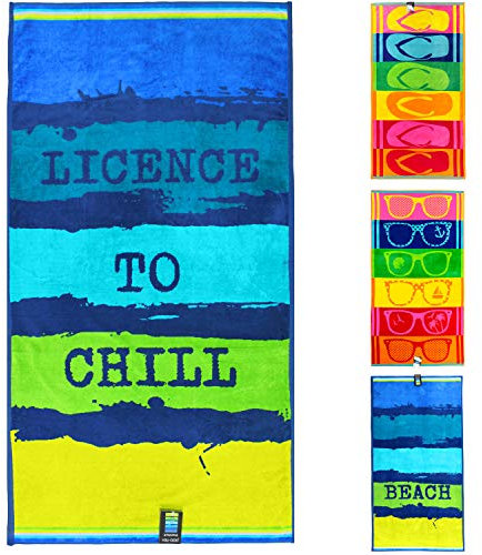jilda-tex Strandtuch 90x180 cm Badetuch Strandlaken Handtuch 100% Baumwolle Velours Frottier Pflegeleicht (Chill)