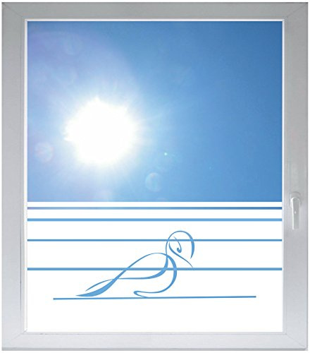 INDIGOS UG Sichtschutzfolie Glasdekorfolie Fensterfolie mit Motiv satiniert Blickdicht - d373 Magic Ente - 1000 mm Länge - 500 mm Höhe Streifen - selbstklebend - matt - für Fenster