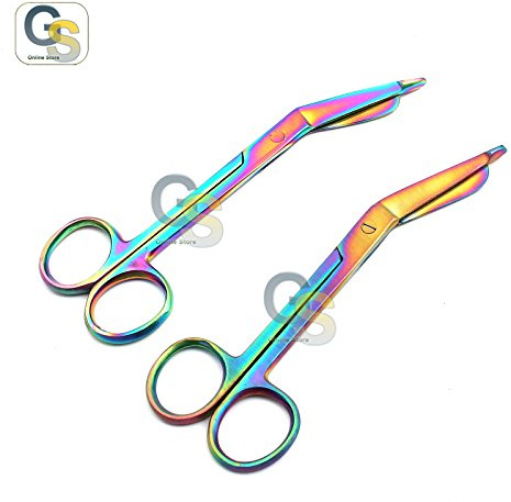 2 PCS Premium Lister Bandage Scissors 5.5 Multi Color Rainbow Color Stainless Steel