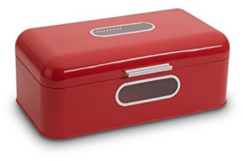 Echtwerk Retro de Metal con Ventana, Ahorra Espacio, Tapa, panera, Rojo, Grande