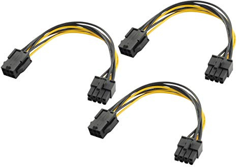 Bolongking Lot de 3 câbles adaptateur PCIE Express 6 broches vers 8 broches 10 cm