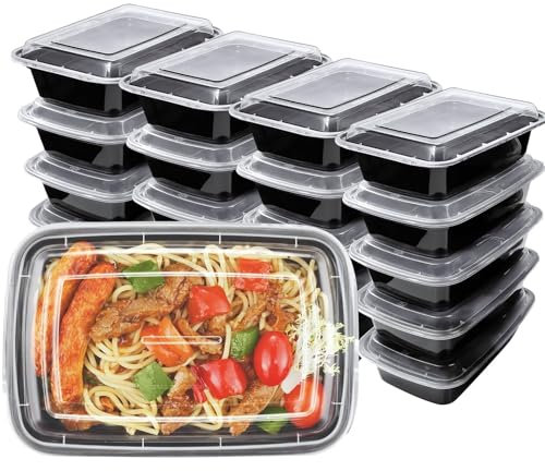 HENSHOW 1 Compartiment Boite Repas Lot de 20Pcs, 1000L Prime Réutilisable Sans BPA Boite à Lunch Micro Onde, Congélateur et Lave-vaisselle Sûr