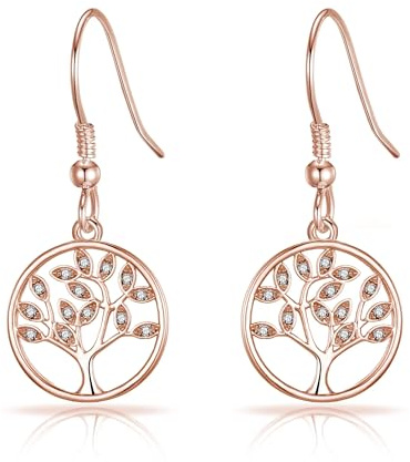 Philip Jones Rose Gold Plated Tree of Life Drop Earrings Created with Crystals from Zircondia®