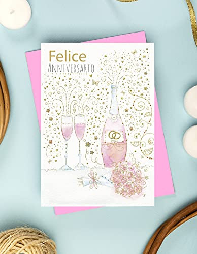 Glückwunschkarte zum Jahrestag – Offset-Druck (Flasche, Gläser)