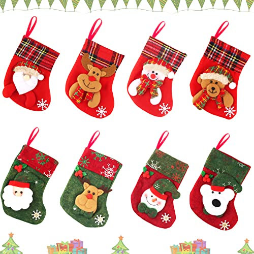 Powmag Nikolausstrumpf Kinder, 8er Set Nikolaus Socken, Weihnachtsstrumpf Personalisiert, Nikolaussocken zum Befüllen, Weihnachtsstrümpfe Weihnachtssocken Deko (Kleine)