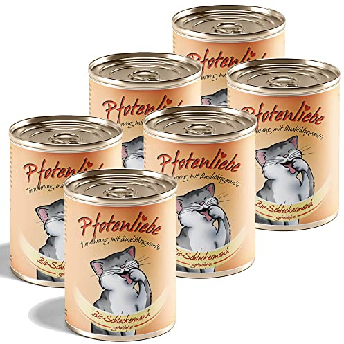 Pfotenliebe Bio-Nassfutter für Katzen, Bio-Schleckermenü, natürlich ohne Chemie und mit Qualitätsgarantie, getreidefrei, 6X 400g (Dose)