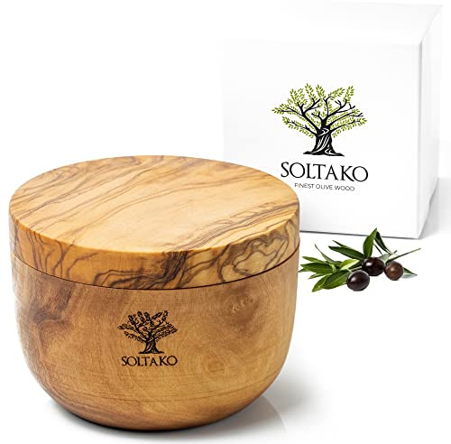 SOLTAKO Olivenholz Salz- & Gewürzdose Salt & Pepper mit Magnetverschluss
