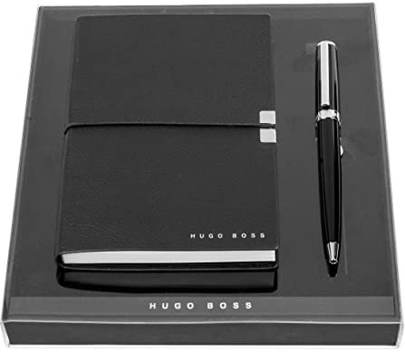Hugo Boss Schreib-Set Kugelschreiber Gear Icon und A6 Notizblock Elegance Storyline in der Geschenkbox, HPBM252A
