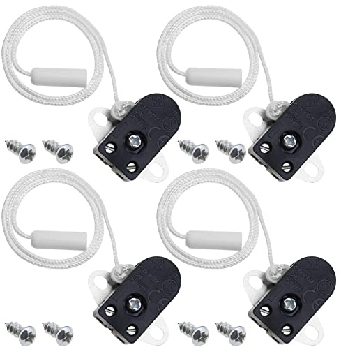 4 Stück Druckschalter mit Zugverschluss, schwarz, 2 A, 250 V, seitliche Aktion, Mini-Druckschalter aus Metall, Kunststoff, mit 8 Schrauben, Länge 28 cm, mit CE-Zertifizierung