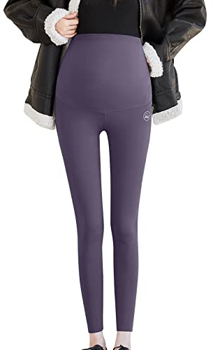 Legging de maternité doublé pour femme hiver - Pantalon de maternité thermique hiver vêtements de maternité longs leggings thermiques pour femme enceinte leggings de grossesse doux opaques en coton