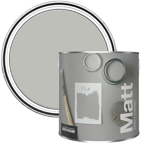 Rust-Oleum ultra strapazierfähige, extra deckende, abwaschbare, hellgrau matte Wandfarbe - Kiesel 2,5 Litres