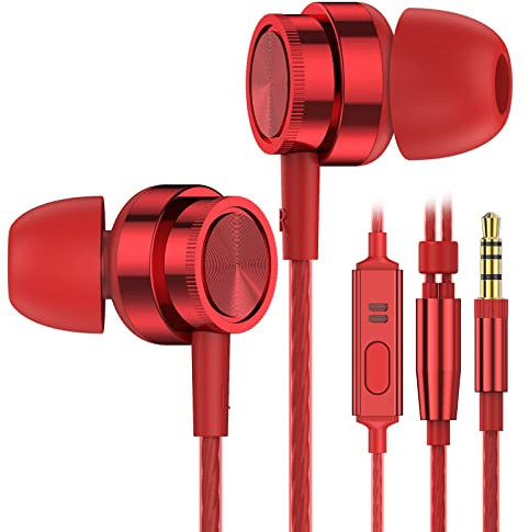 In Ear Kopfhörer mit Kabel, Kopfhörer mit Mikrofon, Geräuschunterdrückung Kopfhörer Stereo und HiFi-Klang, 3.5mm In-Ear Ohrhörer Kompatibel für Samsung Galaxy, iPhone, Smartphone, MP3 Players usw