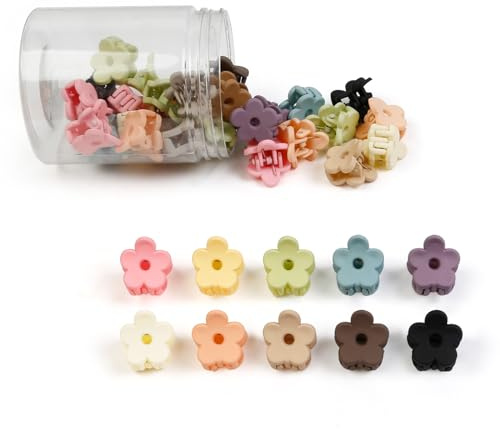 40Pcs Colorful Small Flower Hair Clips, TEBIEKOY Baby Hair Clips Mini Claw Clips Cute Jaw Clips Hair Pins Hair Barrettes Toddler Hair Accessories for Women Girls Kids Teens