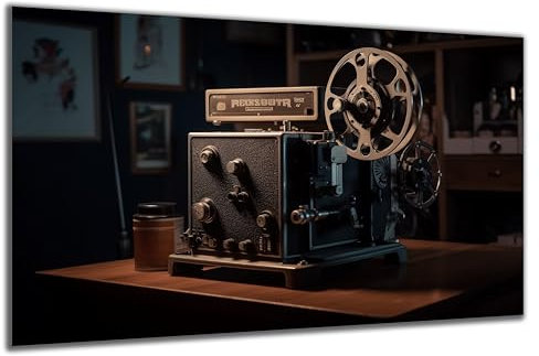 DARO Design - Wand-Bild auf 6mm HDF 30x20 cm Kino Filmvorführgerät Film Retro Vintage - Wand-Deko Bilder Geschenk
