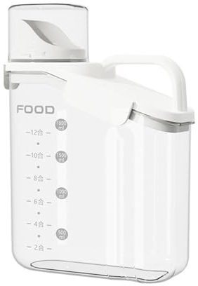 soulnioi Cereal Storage Containers, Rice Storage Container Airtight Dry Food Storage Tank Plastic Kitchen Cereal Dispenser or Flour, Pet Food, Sugar Storage - 2000ML/White