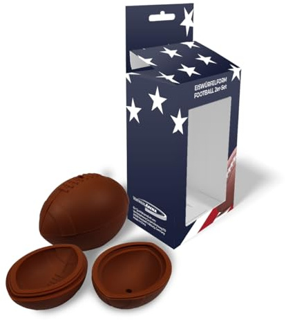 American Football Eiswürfelform in der Form eines Footballs, 2er-Set, je 8,7 x 6,2 x 5,5 cm