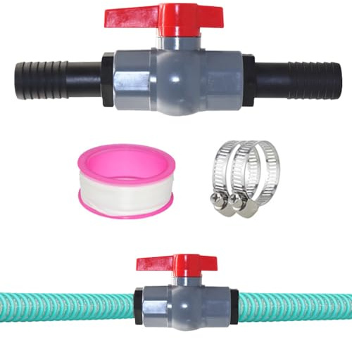 LYPPUL Válvula de Bola de PVC, 32mm Valvula Antiretorno Agua, Conector de Tubería de Aqua Manguito Adhesivo Racor de Fontanería para Grifo, Bidon, Piscina