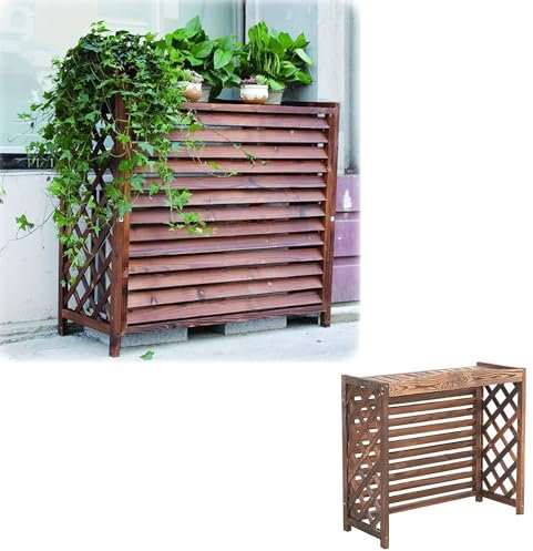 MERUNNRY Holz Abdeckung für Klimaanlage - Blumenständer - Massivholz - Schutzgitter - Verkleidung - Klimaanlagenzaun - Dekorativer - Einfache Montage - Zaun-Klimaanlagen-Rack (Größe : 81x30x72cm)