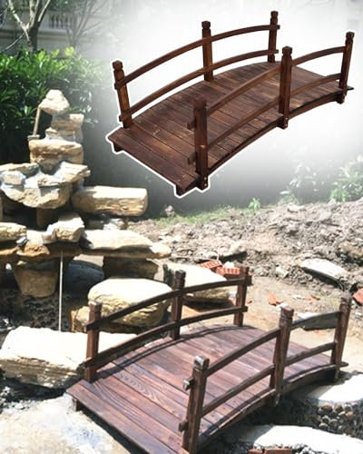 ZIMGOD Gartenbrücke Steg Gewölbte Teichgehwegbrücke, Hinterhof-Gartendekoration, Gehbrücken, Landschaftsbau-Gartenbrücke für Draußen/Steingarten/Bach