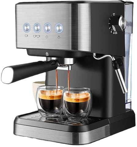 MiBoce 1050W Espresso Machine, Professional Coffee Maker, with Milk Frother Steam Wand, 1.5L Removable Water Tank, for Espresso, Cappuccino, Latte