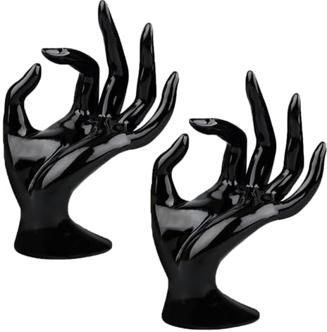 Sertay 2 Stück Schwarze Mannequin Hände, Ringhalter Armbandhalter, Halskette Hand Rack, Weibliches Handmodell, Armband Halter, Schmuck Hand Ständer, Geeignet für Ringe, Armbänder, Uhren, Handschuhe