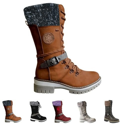 Generisch warehouse deal Winterstiefel Damen Casual Langschaft Boots Winterschuhe Bequem Runde Zehe Flach Stiefeletten 1 cent artikel meine bestellungen