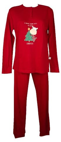 CRAZY FARM Pigiama Donna Cotone Invernale Interlock Manica Lunga Collo Serafino Articolo: 15984, 3023 Red, M
