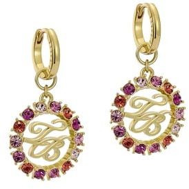 Ted Baker Molika - Pendientes de cristal con monograma para mujer (dorado/fucsia multicristal), Latón