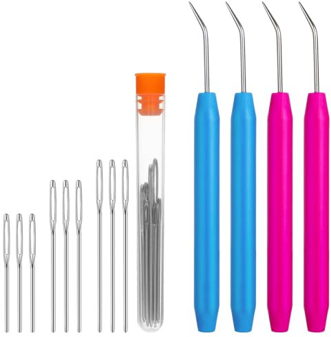 4 Stück Strickhaken Set Nadel Für Strickliesel Stricken Haken Loom Haken Strickrahmen Haken Großen Augen Nähnadeln Häkelnadel Haken für Strickliesel Knitter & Knitting Loom