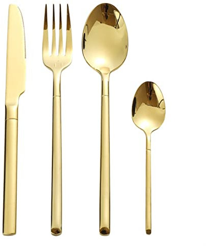 HONGYEMY Besteck-Sets 20-teiliges Geschirrset 304 Edelstahl Besteckset Messer Gabel Löffel Set Geschirr Gold Silber Besteck Western Edelstahl