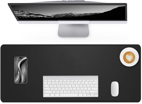 Lllunimon Cuero Almohadilla de Mesa para el ratón Desk Pad Large Mouse Pad Mat Antideslizante Tabla Computadora Portátil Bloque de escritura Oficinas y Familias (Negro, 120x43cm)