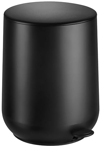 HÜSQ Poubelle à Pédale Skändi, 5 Litres, Design Scandinave, Fermeture Silencieuse, Noir Mat
