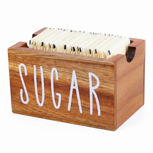 Sugar Packet Holder For Coffee Bar,Seasoning Packet Organizer, Wood Sugar Packet Container,Small Sugar Container Tea Bag Organizer for Office, Hotel,Drawer,Kitchen