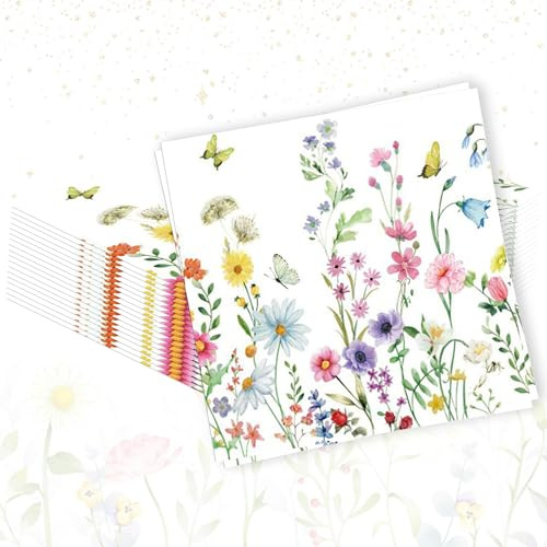 Wildflower Party Wildblumen Servietten Blumen Servietten Blumen | 20 PCS Wildflower Party Wildblumen Servietten Blumen Servietten Schmetterling Tee Party Servietten