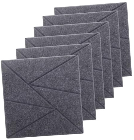 Milisten 6pièces Panneaux Acoustiques Carrés Mousse Noire Pour Plafond Isolation Phonique Du Bruit Autocollants Muraux Pour Salles De Jeux Musique