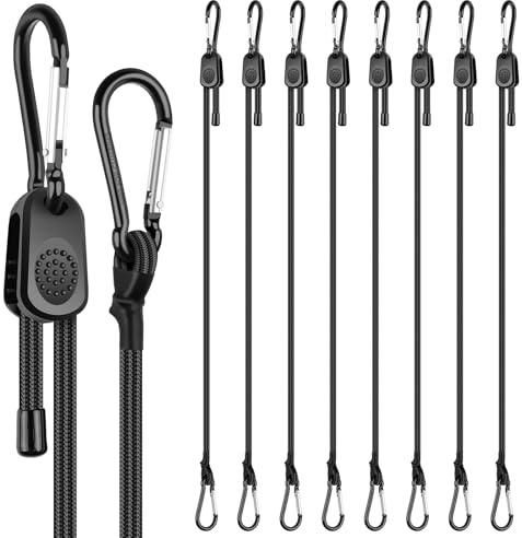 Spanngummi Mit Karabiner Haken Verstellbar, 120 cm Gummispanner Mit Haken GepäCkspanner zur Befestigung von Sonnensegel, Tarpaulins, Abdeckplane Fahrrad, Auto, Ladung (8 Stück)