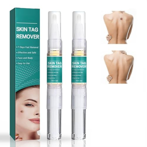2PCS Wart Remover Pen, Effective Treatment of Warts & Skin Tags, Skin Tag Remover Pen for Face, Body and Hands, Verruca Treatment, Deep Verruca Removal, Natural & Mild, Suitable for All Skin Types