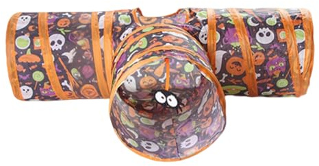 Túnel de gatos - Tienda de tubo de Halloween para gatitos - plegable pequeña cueva animal jugando refugios para hurones conejos hámster perros Bunny Sala de actividades