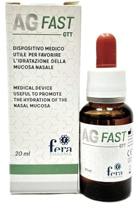 Fera Pharma AG Fast GTT - Dispositivo Medico CE - Gocce Nasali per l'Idratazione della Mucosa Nasale e per la Fluidificazione delle Secrezioni Nasali, 20 ml