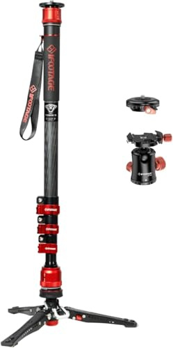 IFOOTAGE Cobra 3 Monopod with Ball Head, 71'' Video Monopod Kit for Canon Nikon Sony Olympus Panasonic DSLR Camera - C180F-P + Komodo MP30