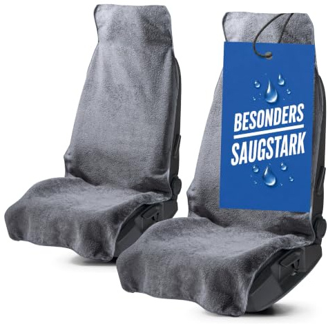 Walser Auto Sitzauflage Vordersitz aus Frottee, 2er Set Sitzaufleger, waschbarer Sitzschoner Auto, Universal Auto-Sitzauflage, Autositz-Überwurf, Schonbezug Autositz vorne 2 Stück grau