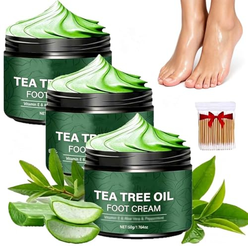 3 st Aloe FotkräM Med TeeträDolja,Med Aloe Vera Och Tea Tree-Olja, Intensivt åTerfuktande KräM, FöR FöTter, KnäN, ArmbåGar, Dagliga Resor.