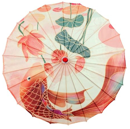 QUILSTM Parasol pratique en bambou avec de magnifiques motifs, idéal pour | mariages, la photographie et les spectacles de danse. Parasol de danse ancien décoratif en bambou.